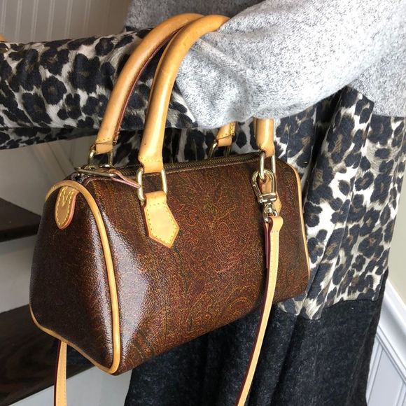 W ETRO MILANO Red Paisley Boston Speedy 20 Mini Bag w/ Crossbody Strap MINT - Picture 17 of 17